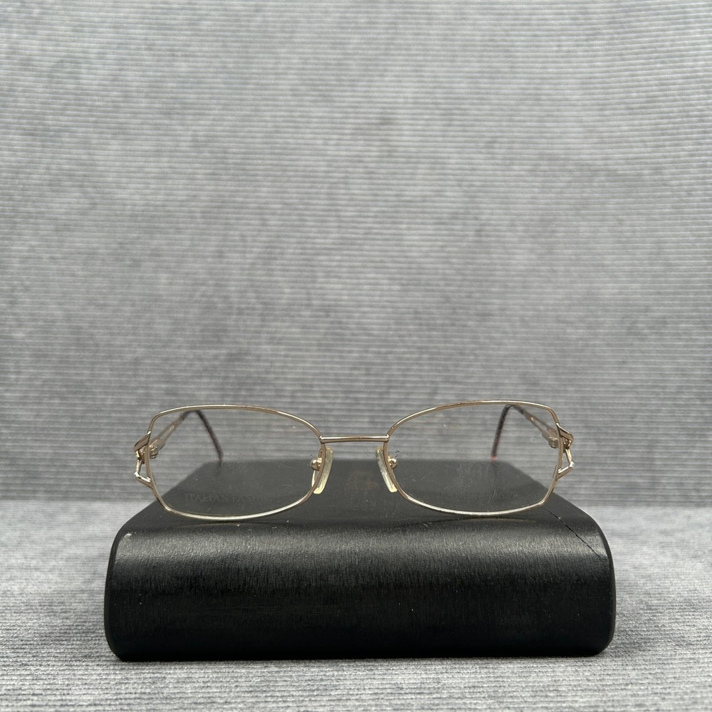 Cadore Moda Brillare Gold Rectangular Y2k Eyeglasses Italian Metal Frames